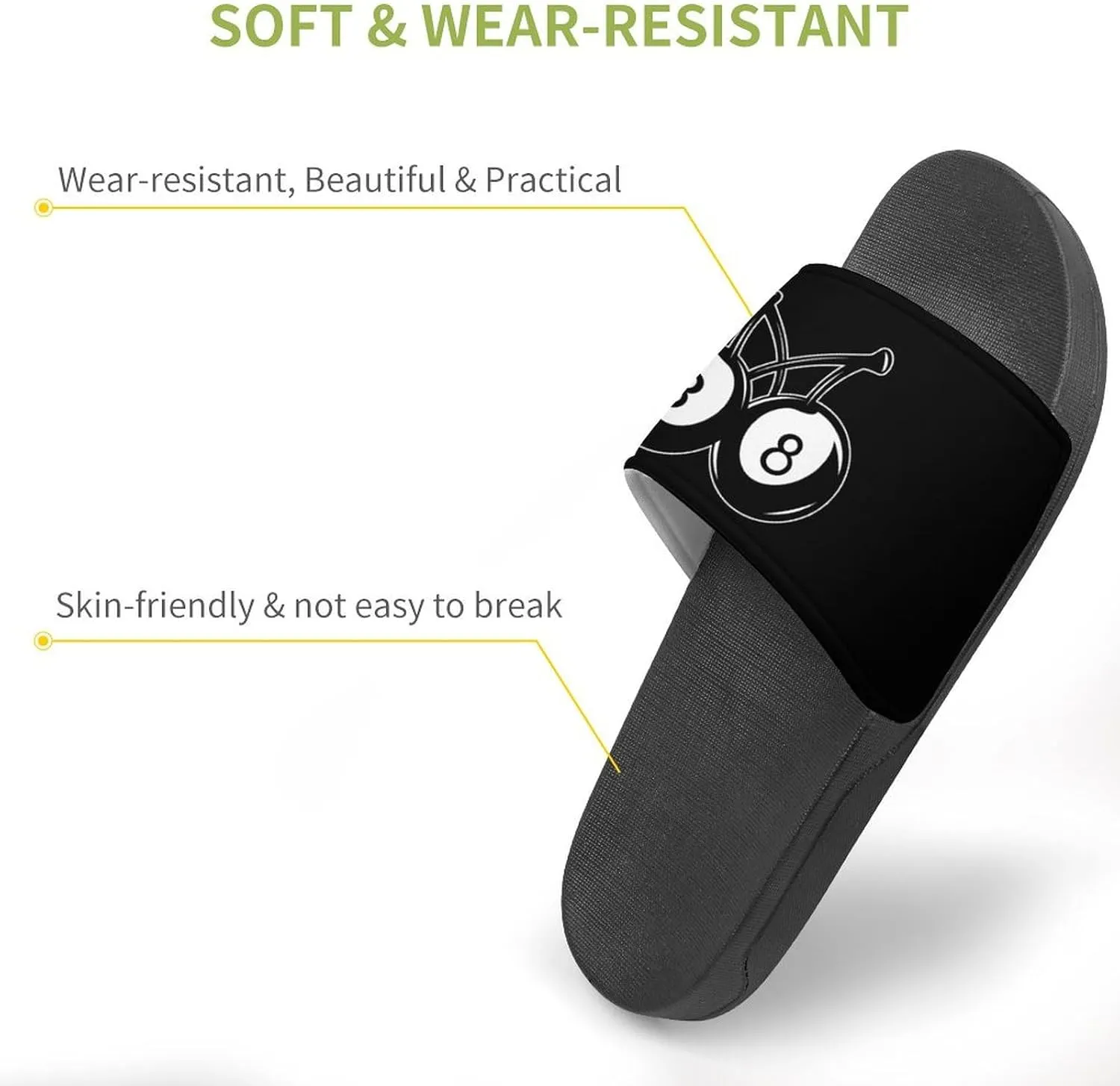 1111No. 8 Billiard Cherries Slippers Indoor Outdoor Unisex House Slipper Shower Slippers Non-Slip Open Toe Shoes