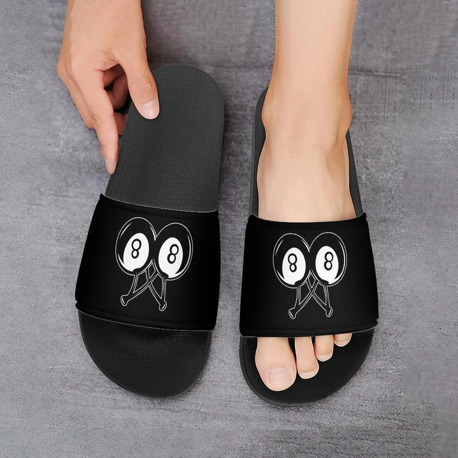 1111No. 8 Billiard Cherries Slippers Indoor Outdoor Unisex House Slipper Shower Slippers Non-Slip Open Toe Shoes