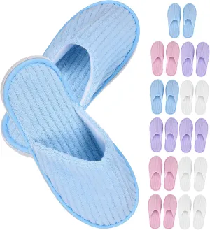 12 Pairs Disposable Indoor Slippers Non-slip House Shoes Pack for Guests Travelers