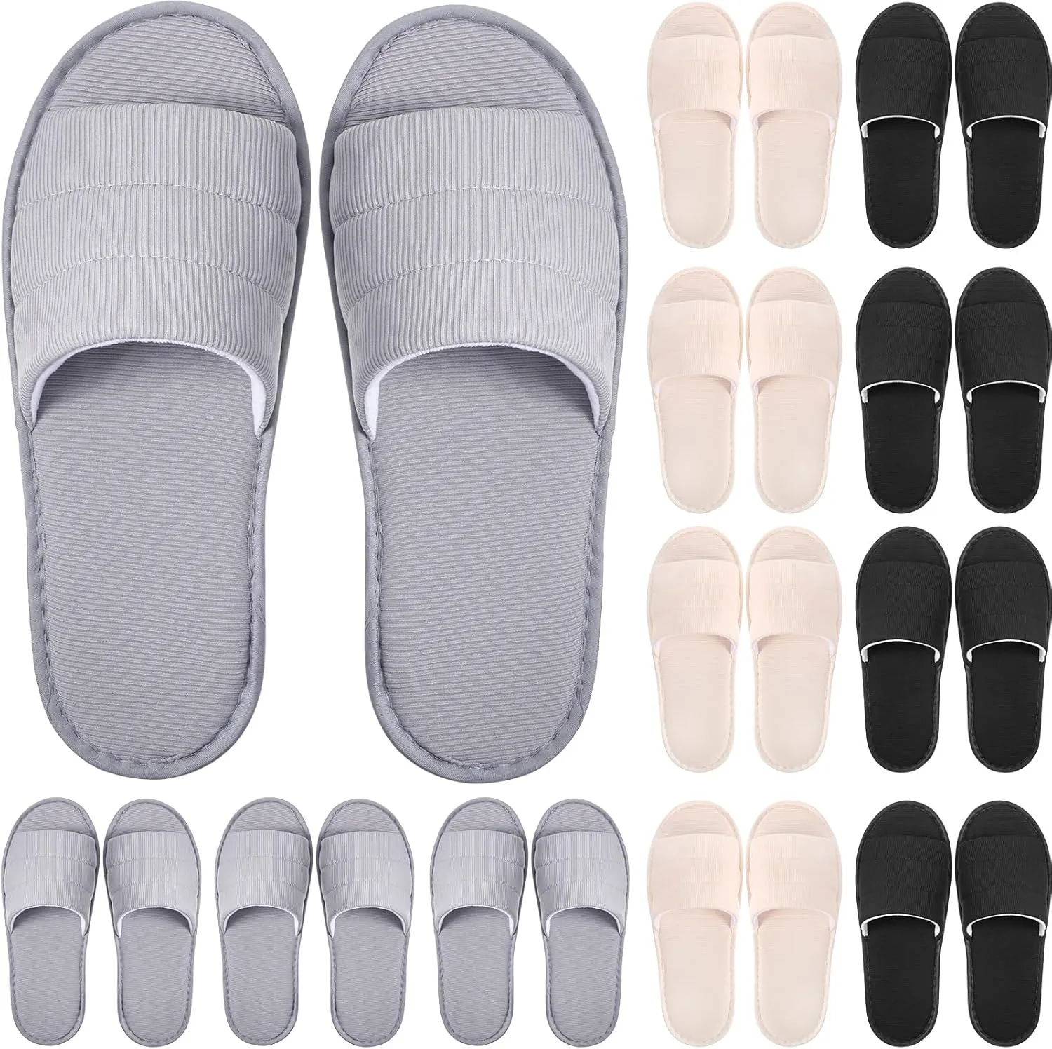 12 Pairs Disposable Slippers Hotel Guests Bulk Slipper Pack Non Slip Spa Women Men Wedding Comfort
