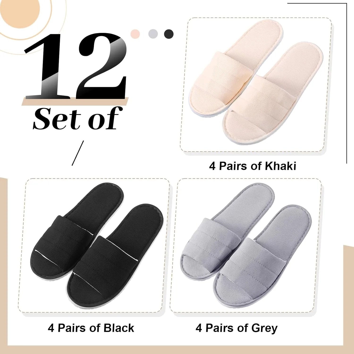 12 Pairs Disposable Slippers Hotel Guests Bulk Slipper Pack Non Slip Spa Women Men Wedding Comfort