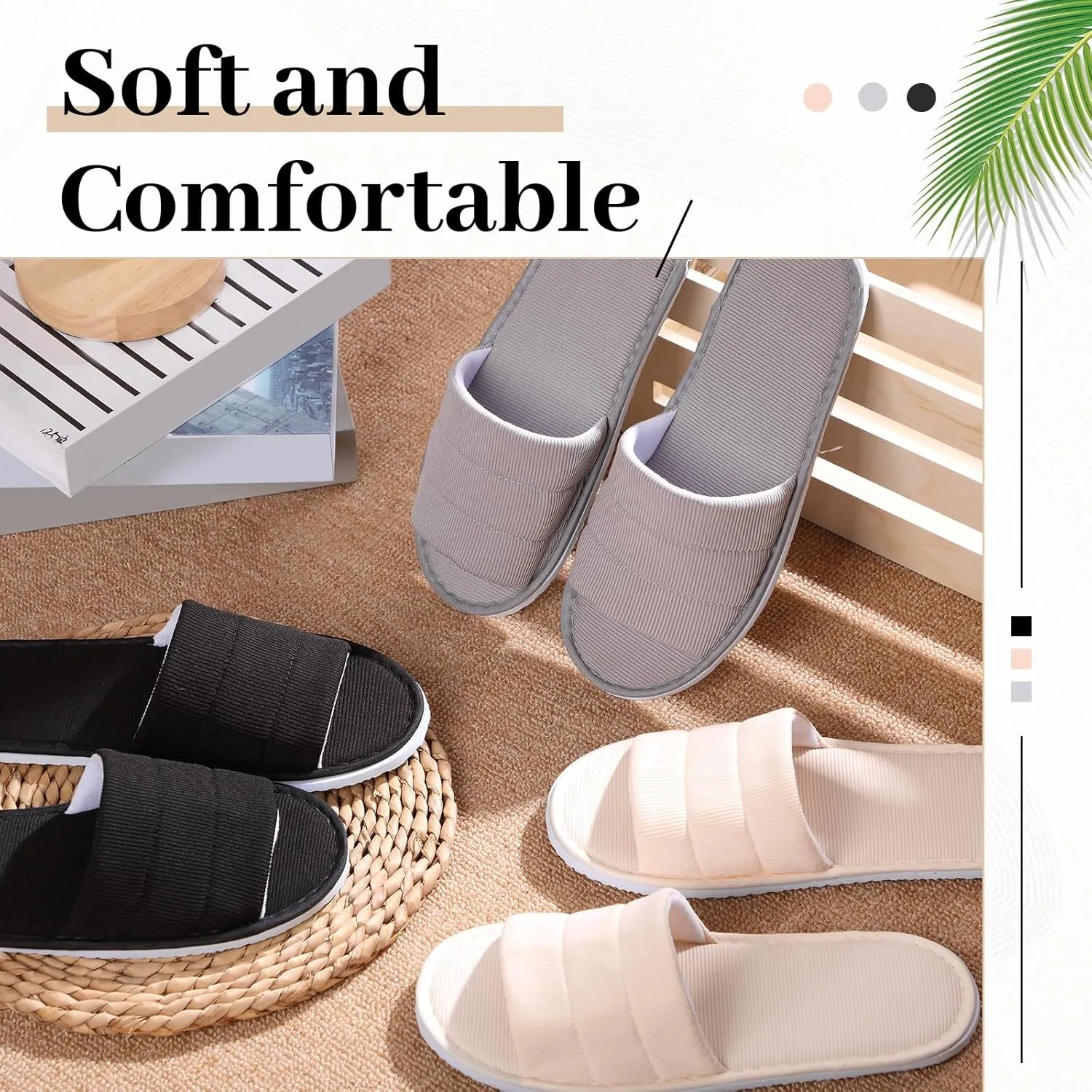12 Pairs Disposable Slippers Hotel Guests Bulk Slipper Pack Non Slip Spa Women Men Wedding Comfort