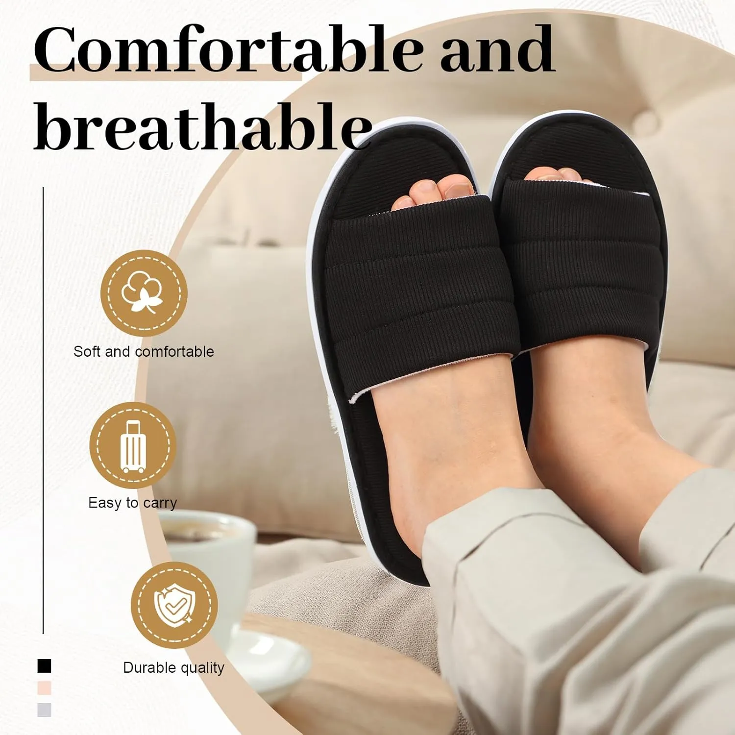 12 Pairs Disposable Slippers Hotel Guests Bulk Slipper Pack Non Slip Spa Women Men Wedding Comfort