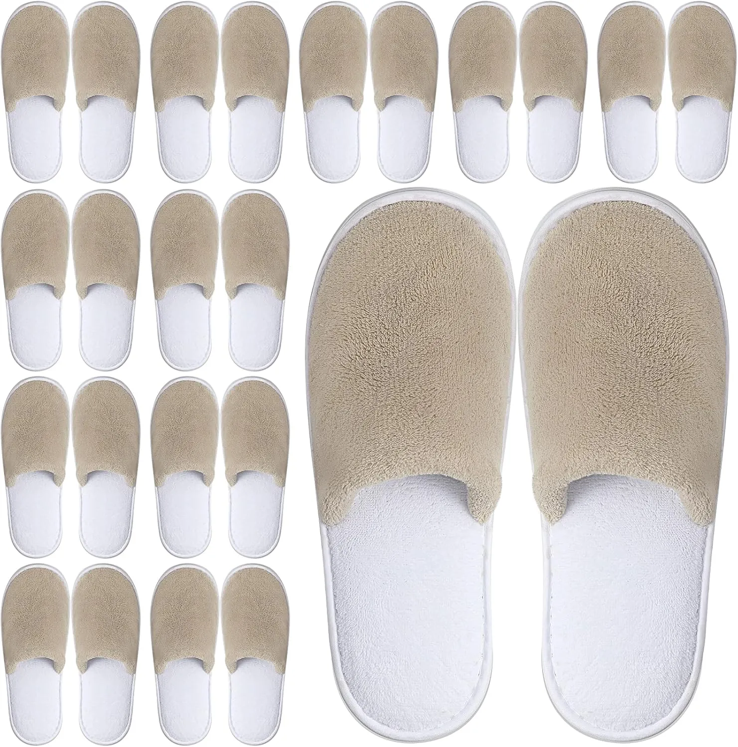 12 Pairs Disposable Slippers,Grey Closed Toe Spa Slippers,Non Slip Hotel Slipper,Soft Coral Fleece Slippers for Women Men,Comfortable House Slipper Bulk for Guests Hotel Home Travel