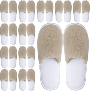 12 Pairs Disposable Slippers,Grey Closed Toe Spa Slippers,Non Slip Hotel Slipper,Soft Coral Fleece Slippers for Women Men,Comfortable House Slipper Bulk for Guests Hotel Home Travel