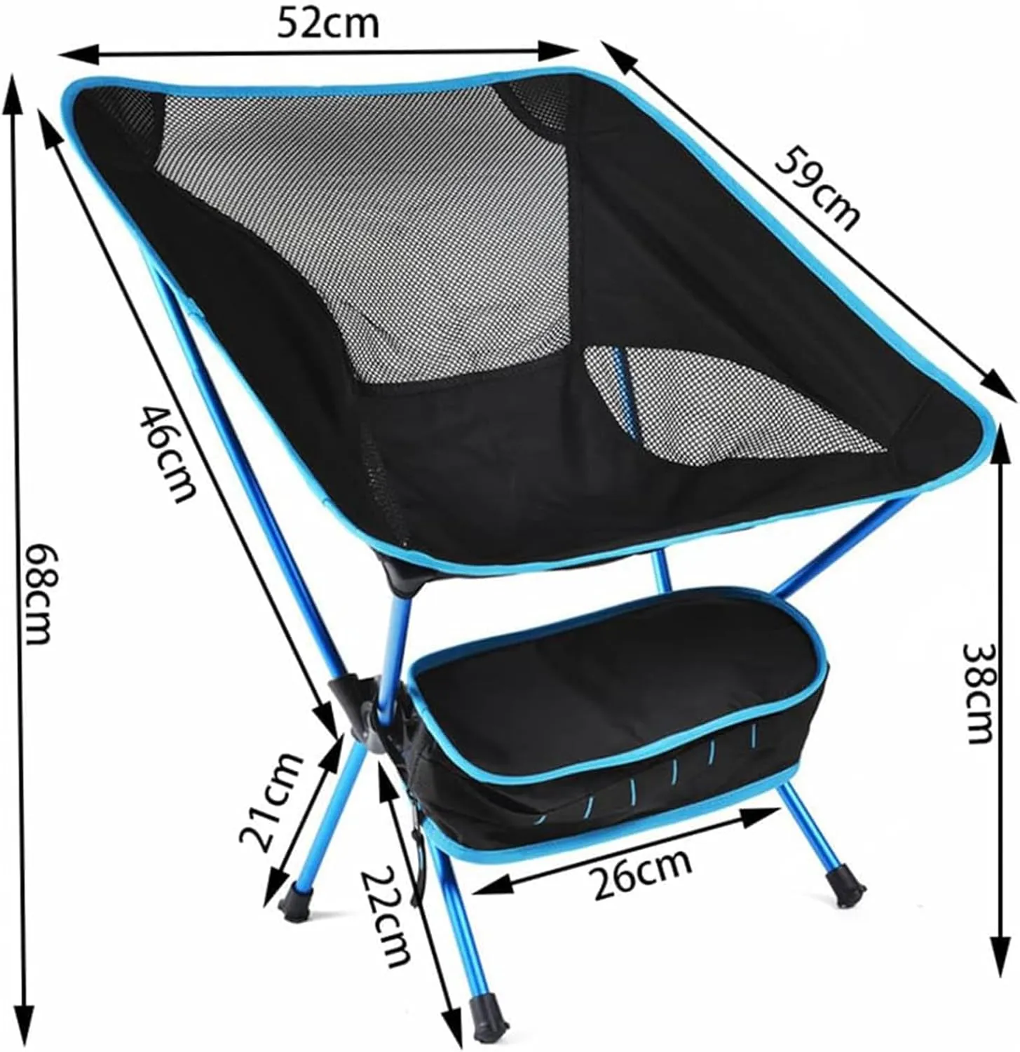 2 Pack Portable Outdoor Folding Chairs, Lightweight Compact Camping Chairs Heavy Duty Folding Backpacking Chair for Garden, Picnic, Fishing, Hiking and More,Sky Blue (Orange)