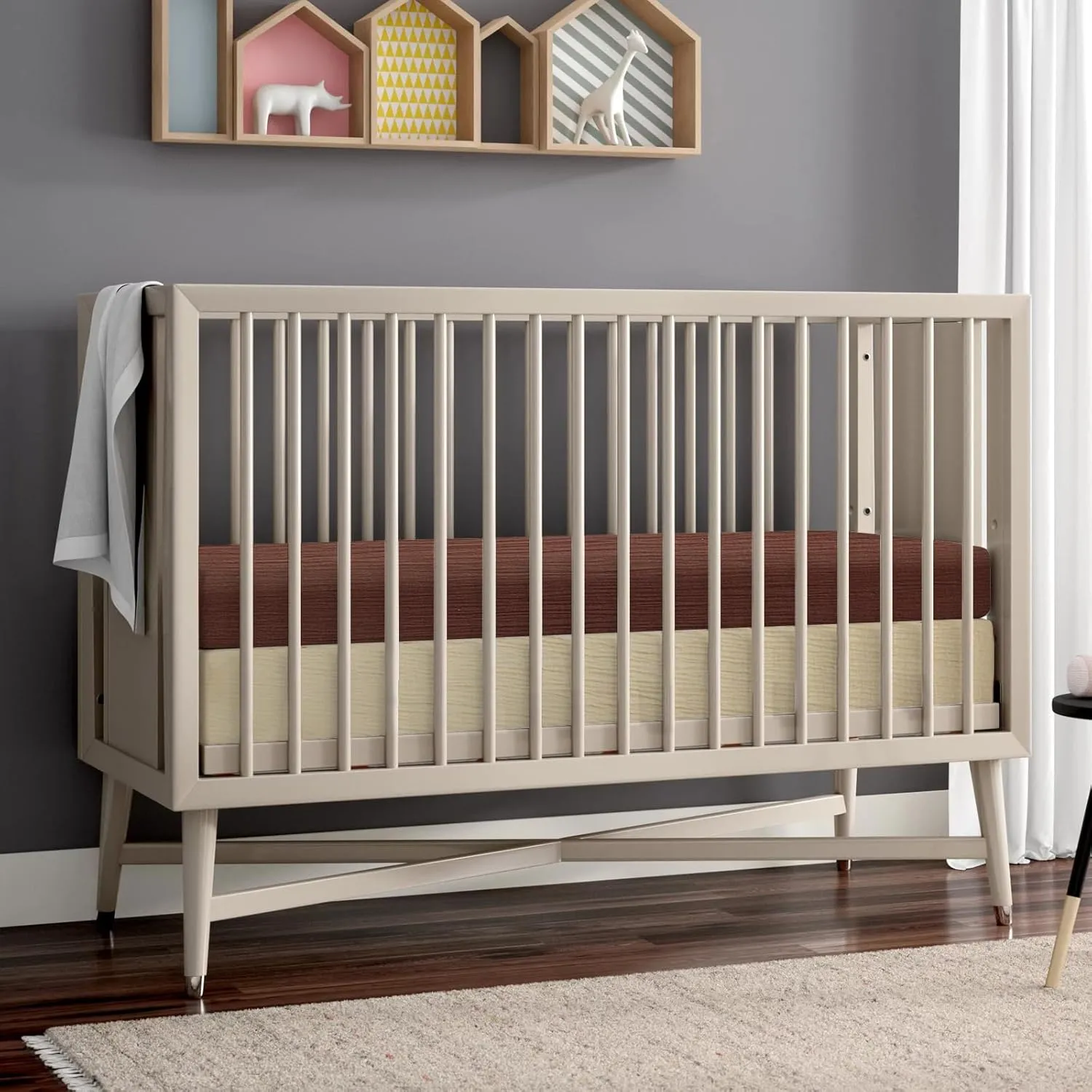 2 Pack Soft Muslin Baby Crib Sheets, 100% Cotton Breathable Double Layer Fitted Sheets for Standard Crib and Toddler Bed Mattresses 28x52 Inches, for Baby Girls and Boys (Cedar & Cream
