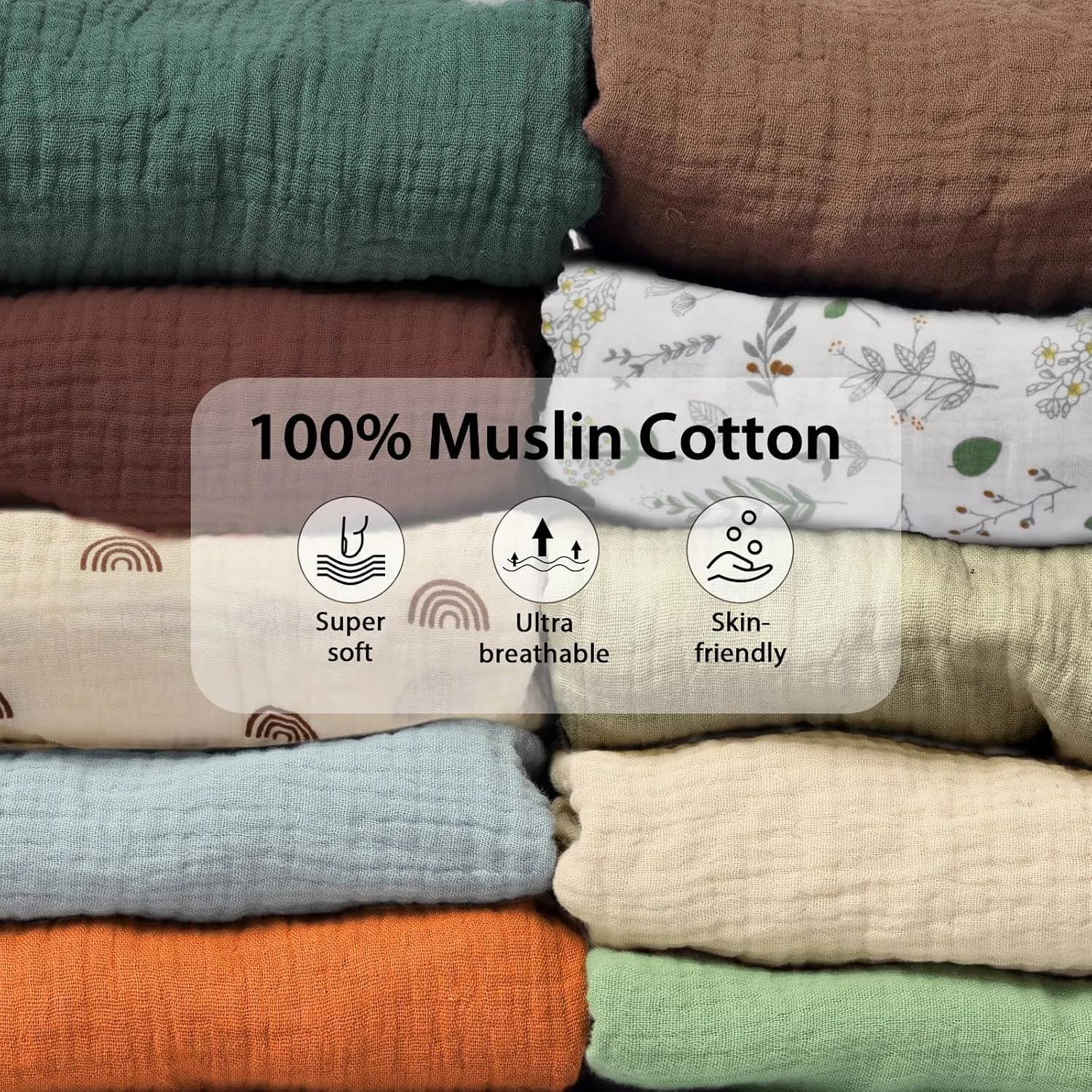 2 Pack Soft Muslin Baby Crib Sheets, 100% Cotton Breathable Double Layer Fitted Sheets for Standard Crib and Toddler Bed Mattresses 28x52 Inches, for Baby Girls and Boys (Cedar & Cream