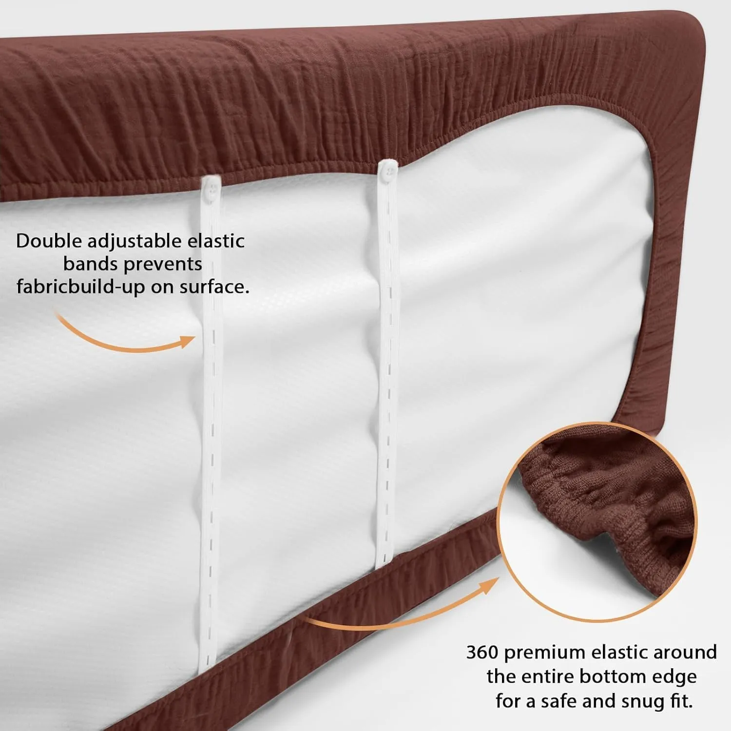 2 Pack Soft Muslin Baby Crib Sheets, 100% Cotton Breathable Double Layer Fitted Sheets for Standard Crib and Toddler Bed Mattresses 28x52 Inches, for Baby Girls and Boys (Cedar & Cream