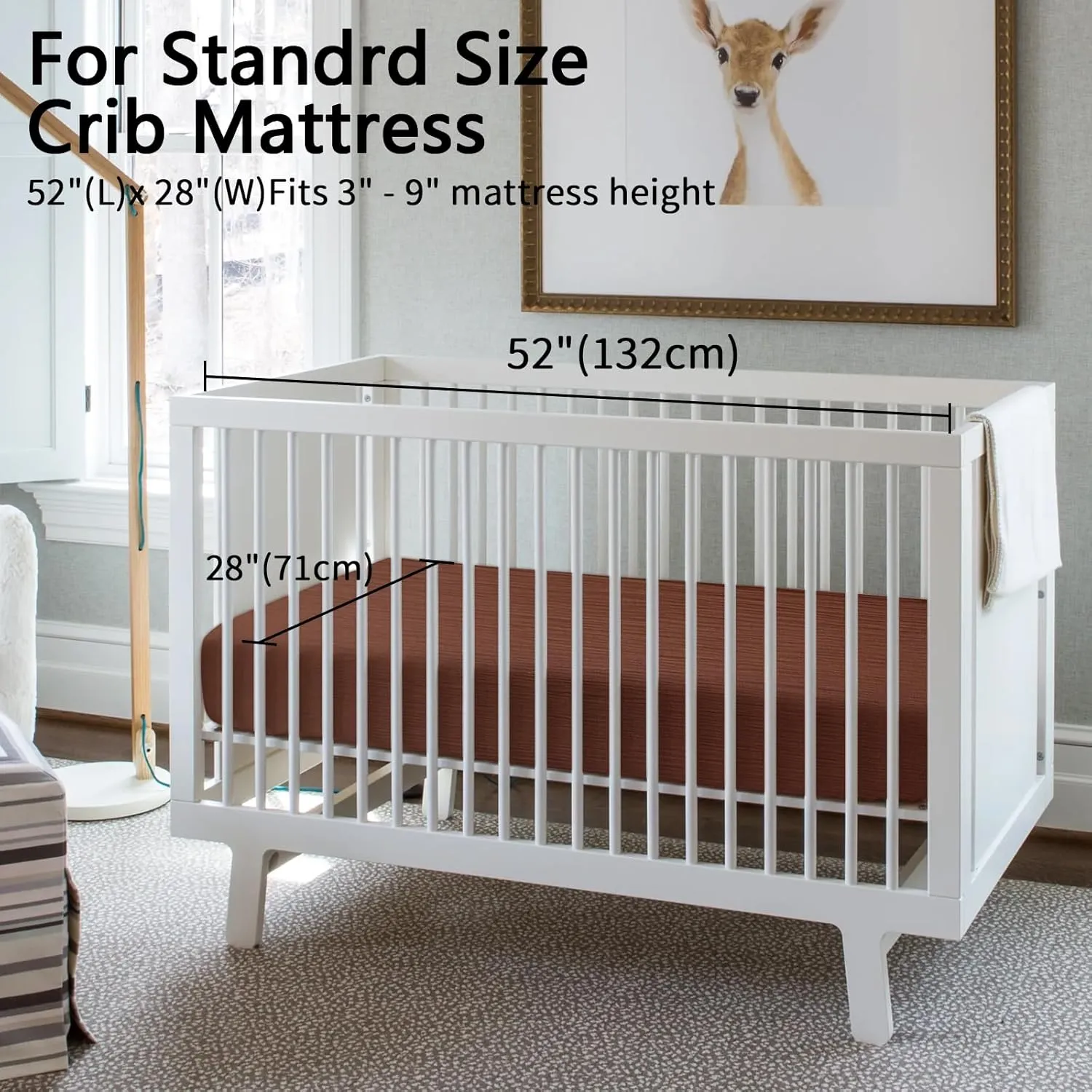 2 Pack Soft Muslin Baby Crib Sheets, 100% Cotton Breathable Double Layer Fitted Sheets for Standard Crib and Toddler Bed Mattresses 28x52 Inches, for Baby Girls and Boys (Cedar & Cream