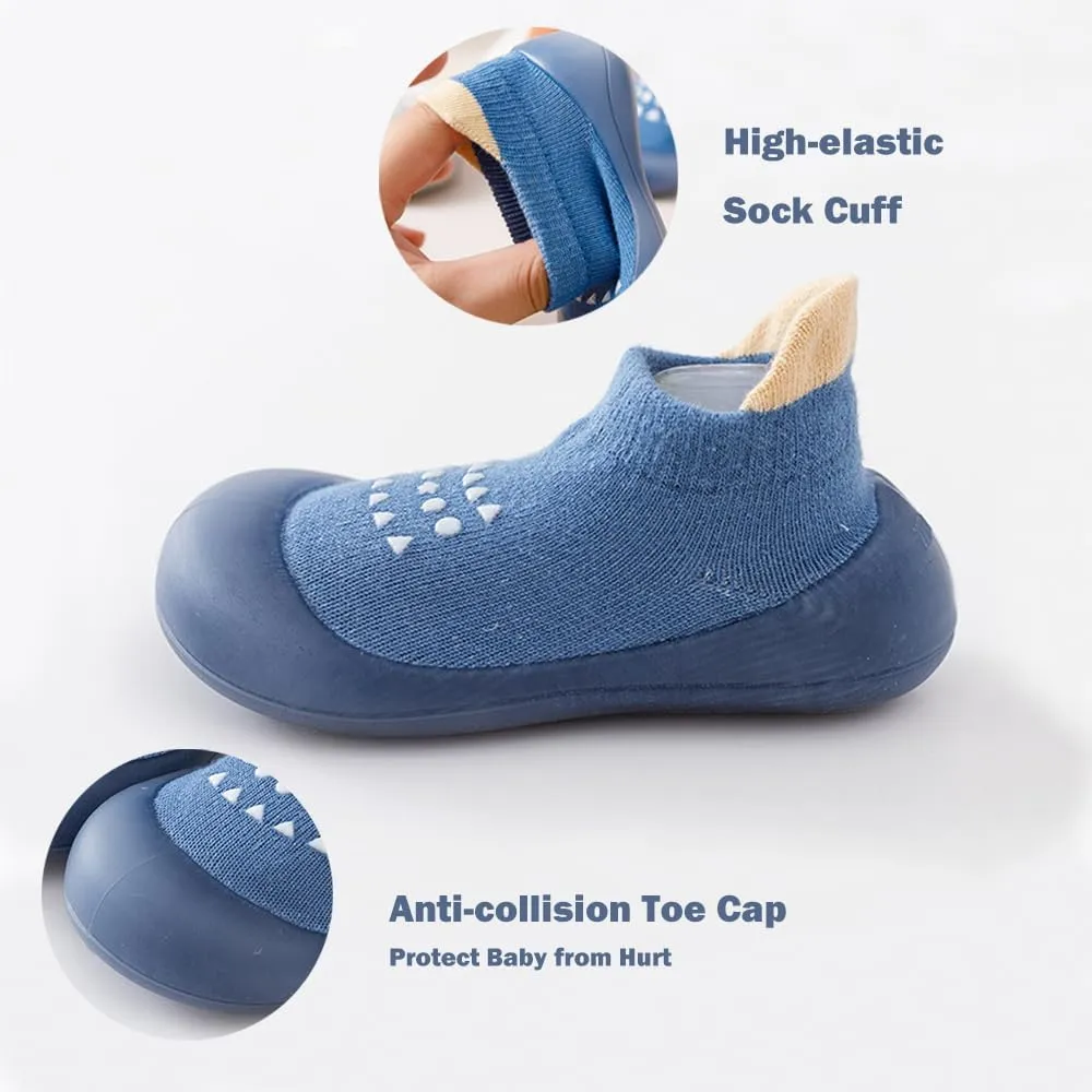 2 Pairs Baby Sock Shoes Boys Girls Non Slip Soft Rubber Sole Sneakers Toddler Infant Slip On Slippers First Walking Shoes