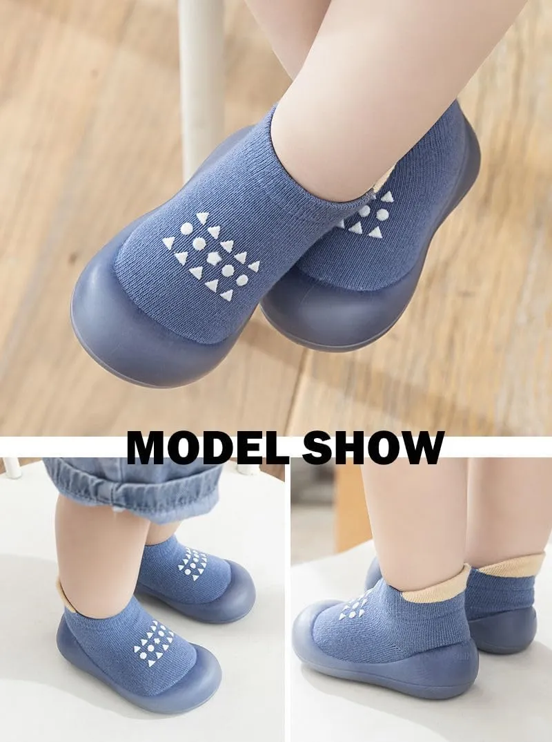 2 Pairs Baby Sock Shoes Boys Girls Non Slip Soft Rubber Sole Sneakers Toddler Infant Slip On Slippers First Walking Shoes