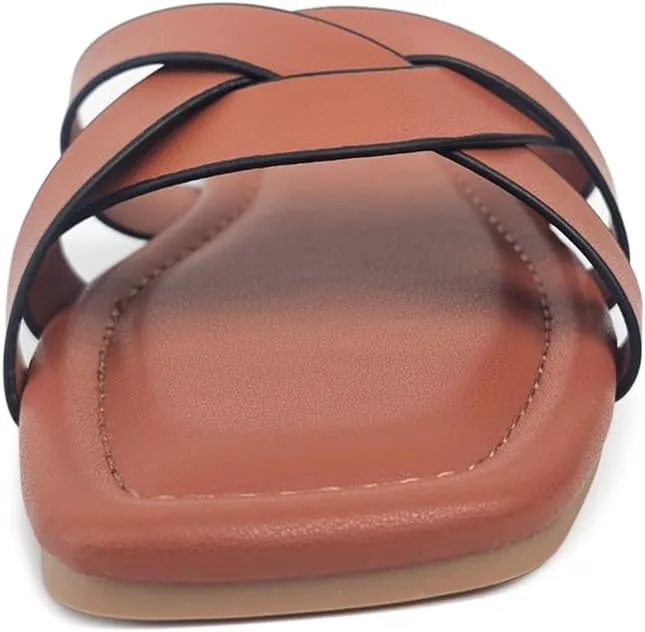 2025 Women's Sandals - Roman Braided Square Toe Flat Shoes, Comfortable Summer Beach Casual Sandals US 6-11