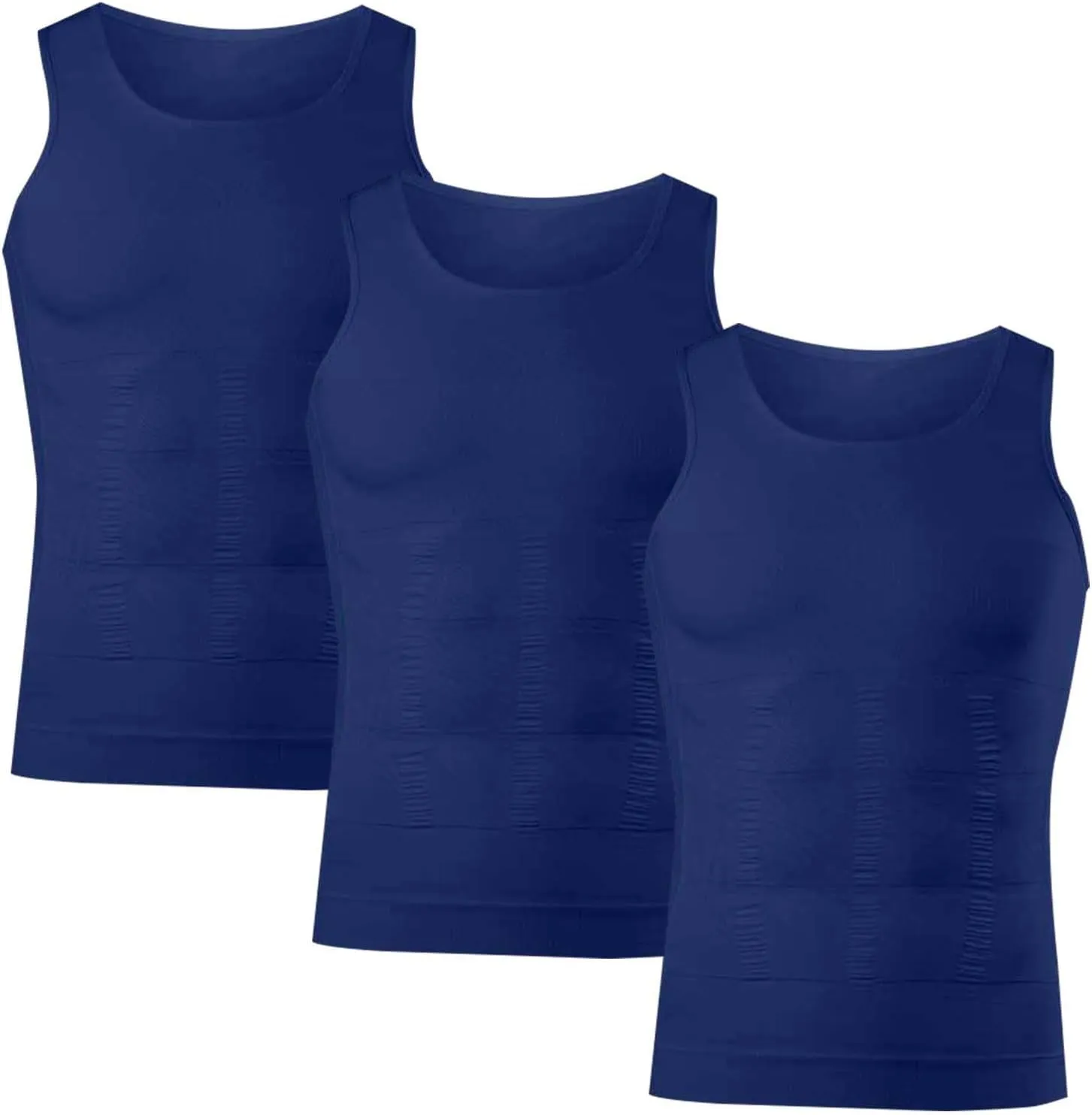 3 Pack Men's Athletic Compression Shirts Shapewear Undershirts Sleeveless Slimming Tank Top Base Layer