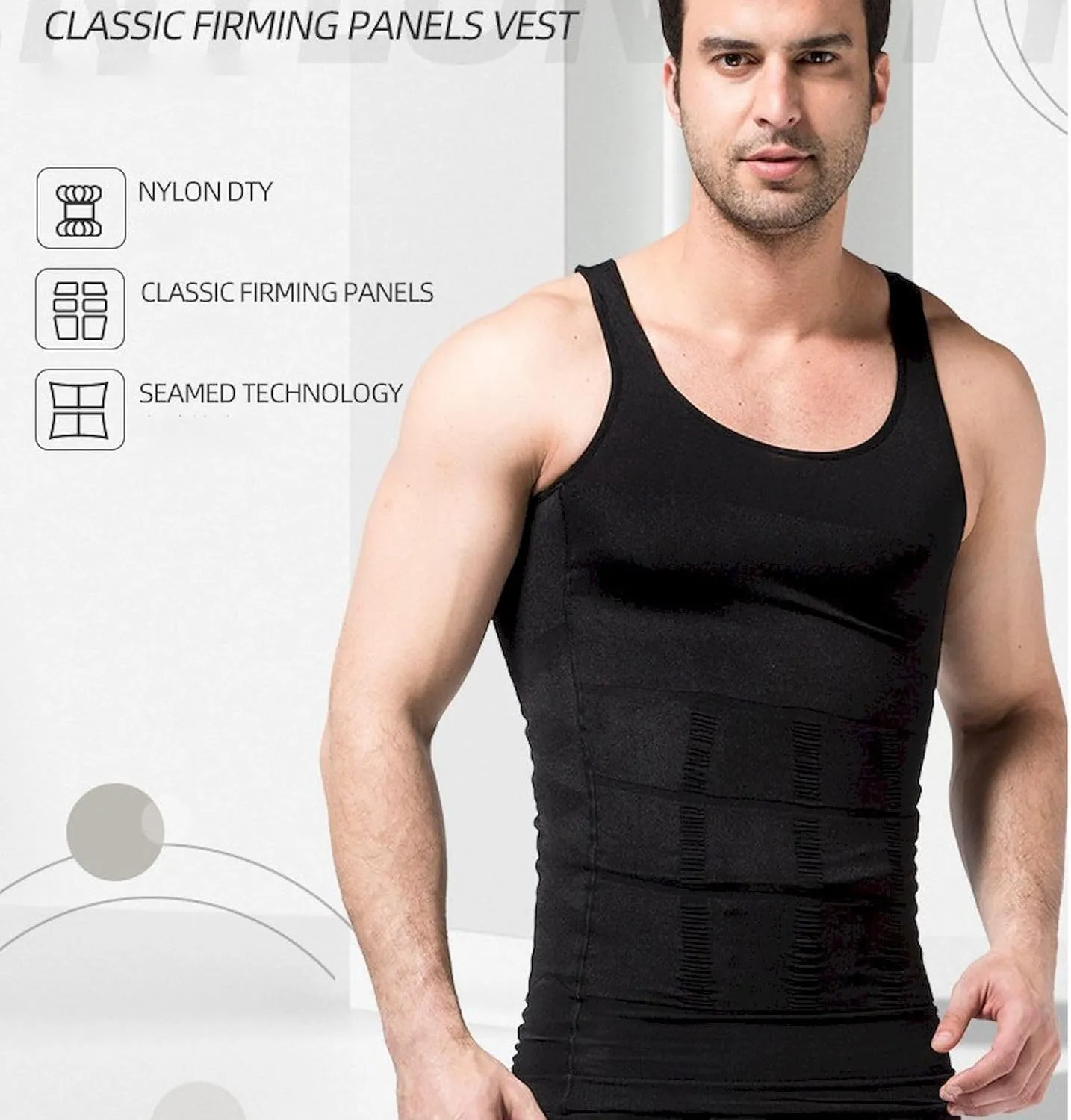 3 Pack Men's Athletic Compression Shirts Shapewear Undershirts Sleeveless Slimming Tank Top Base Layer