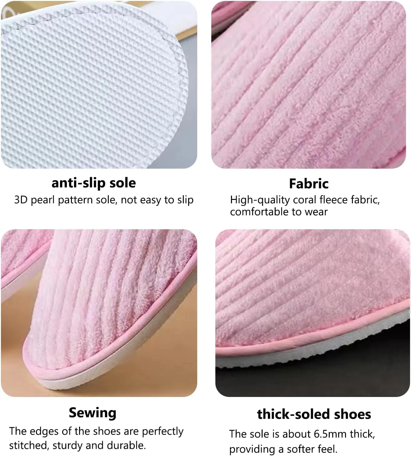 6/10/12 pairs of disposable slippers, hotels, guesthouses, beauty SPA clubs, bridesmaid sl for weddings, outdoor camping, easy-to-carry for home guests, Provide plus size options