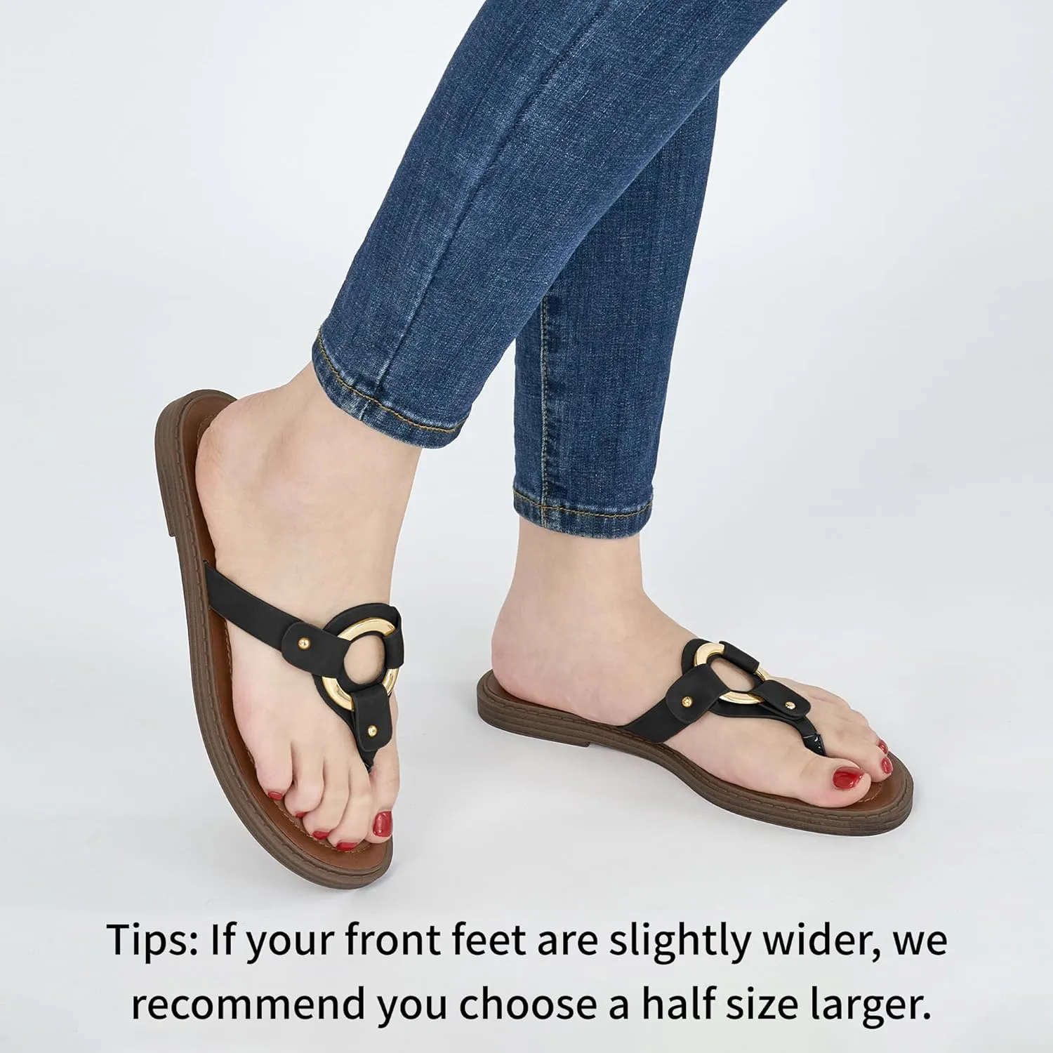 Ablanczoom Flats Sandals for Women Comfortable: Summer Beach Womens Flip Flops Dressy Vacation Slip On Thong Sandal Slides Shoes