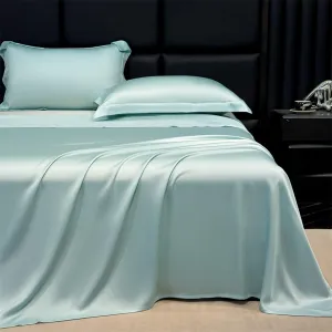 AETVRNI Luxury 3 Pieces Super Soft Solid Color Silky Sheet Set for Spring Summer Fall Winter,Silk Feel Polyester Sheet Set (1 Flat Sheet 2 Pillowcases),B,Twin/Twin XL