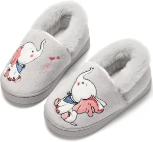 Ainikas Toddler Boys Girls Slippers Fluffy Little Kids House Slippers Warm Fur Cute Animal Home Slipper