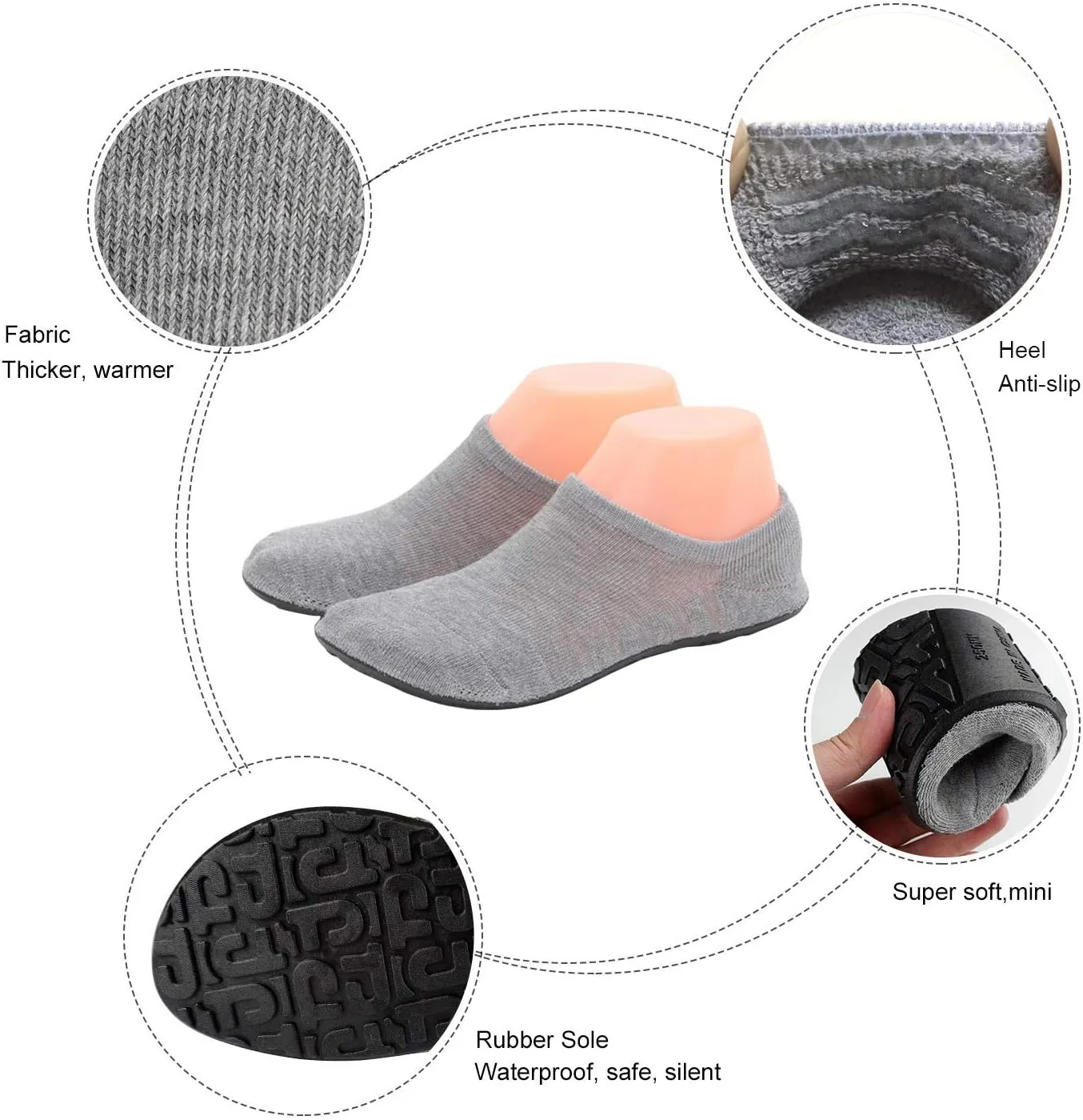 AIYUE Women Non-slip Fuzzy Slipper Socks with Waterproof Soles Rubber Bottom Grippers