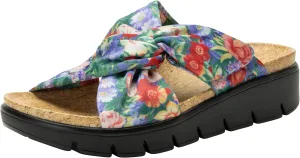 Alegria Women Rylie Vegan Leather Lightweight Platform Satin Scarf Tie Slide Sandal