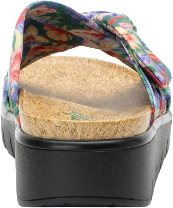 Alegria Women Rylie Vegan Leather Lightweight Platform Satin Scarf Tie Slide Sandal