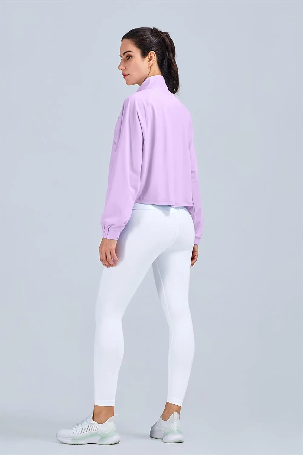 altiland Women's Athletic Running Yoga Gym Track Zip Up Cropped Jackets UPF 50  Sun Protection Long Sleeve Workout Shirts