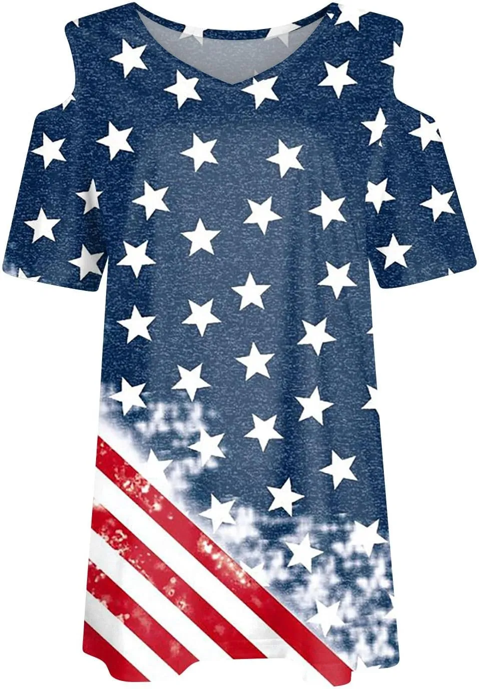 American Flag Patriotic T Shirt Off Shoulder Tops for Women 4th of July Outfits Shirts Casual Short Sleeve Tee Tops