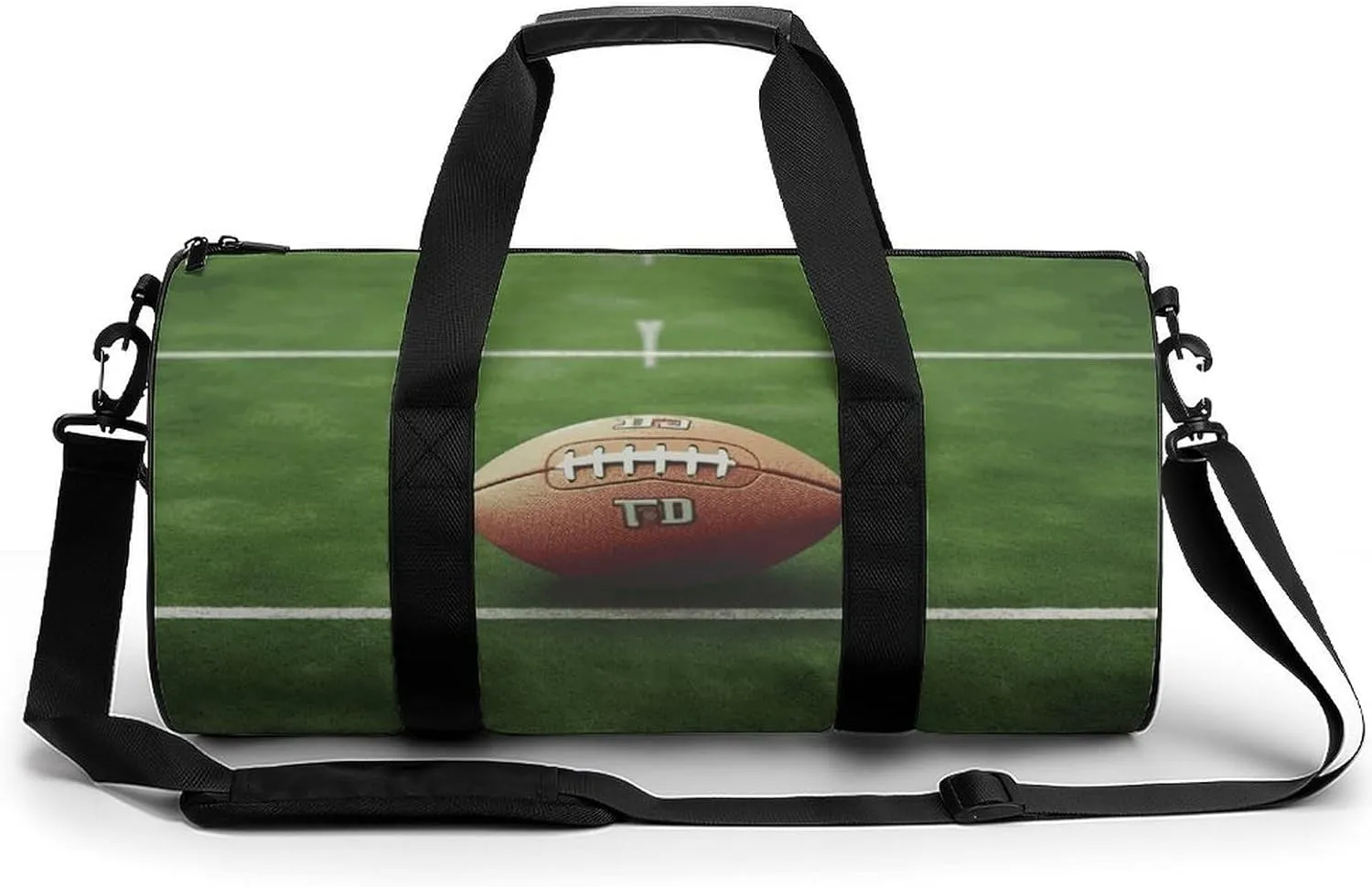 American Football Field Ball Sport Cylindrical Gym Bag Travel Duffel Bag with Dry Wet Separated Pocket for Men And Women Overnight Bag Weekender Bag Training Handbag Yoga Bag