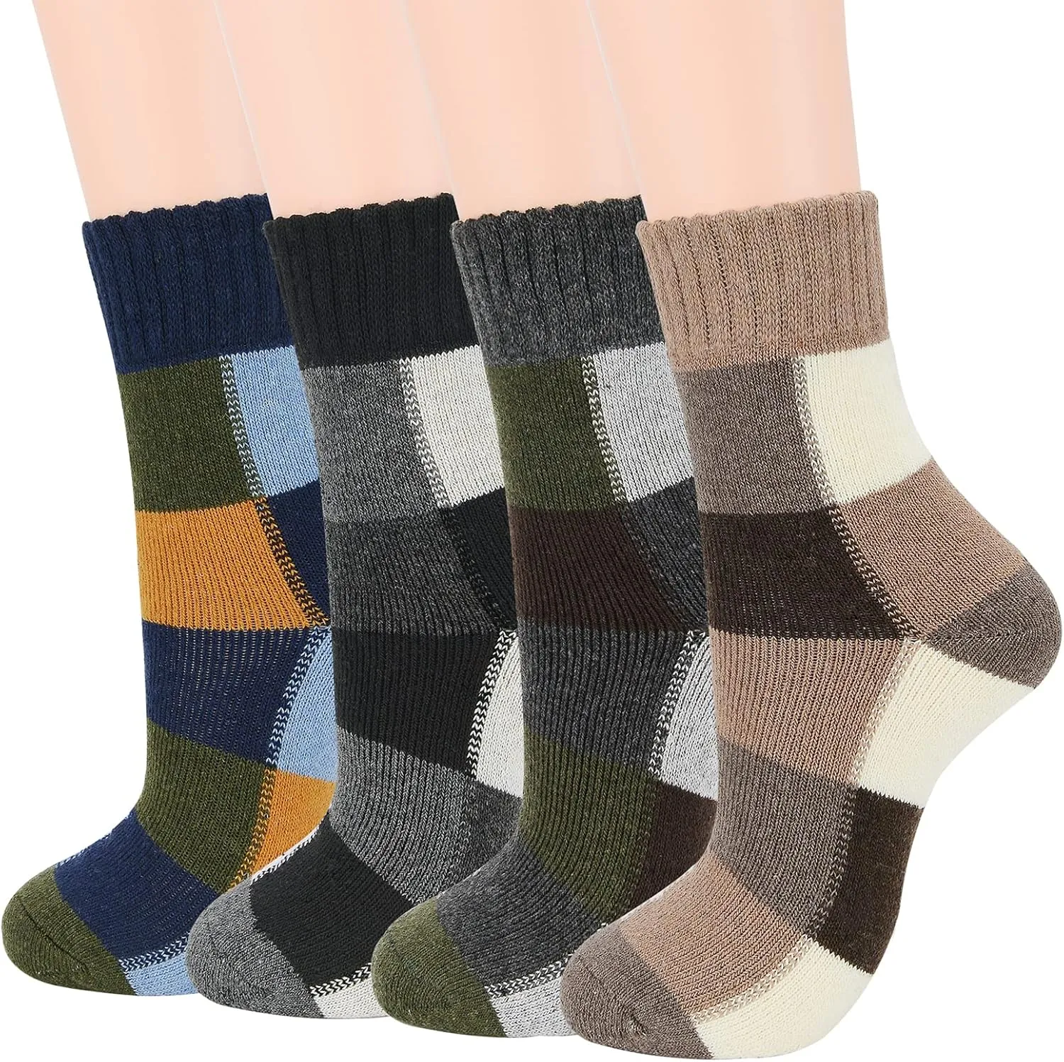 American Trends Men's Warm Wool Socks - Soft Cozy for Fall Winter Sports - Cashmere Athletic Crew Socks