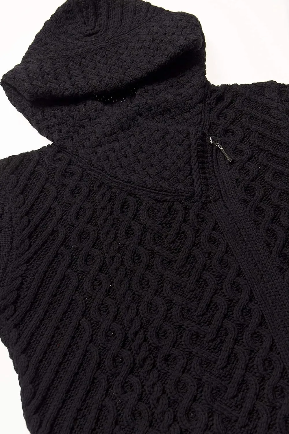 Aran Crafts Women's Cable Knit Comfortable Side Zip Hoodie (100% Merino Wool)