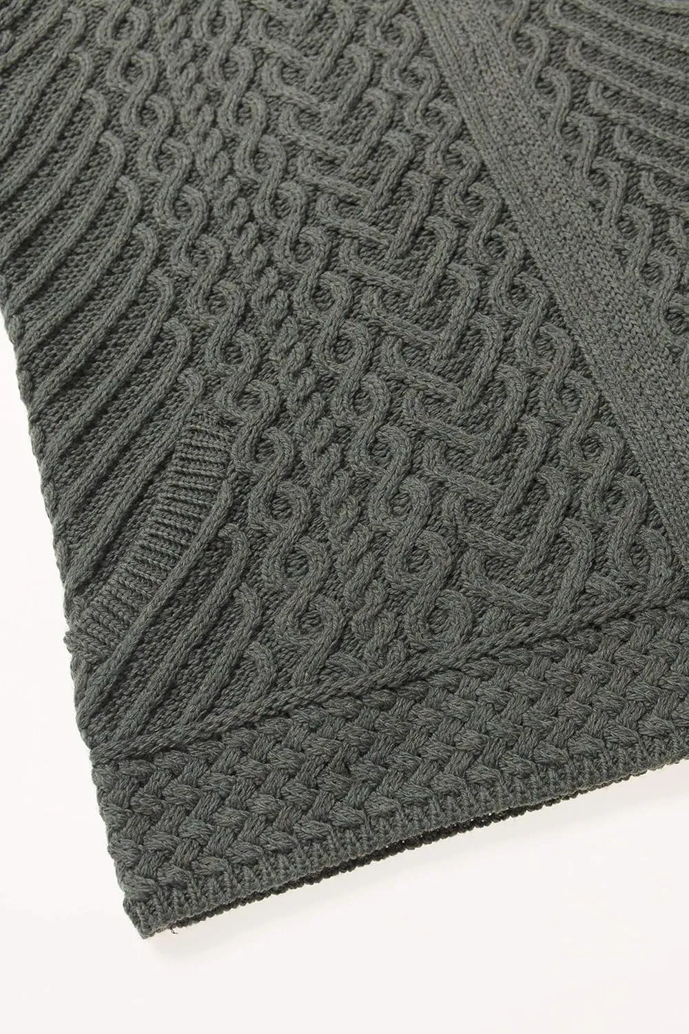 Aran Crafts Women's Cable Knit Comfortable Side Zip Hoodie (100% Merino Wool)
