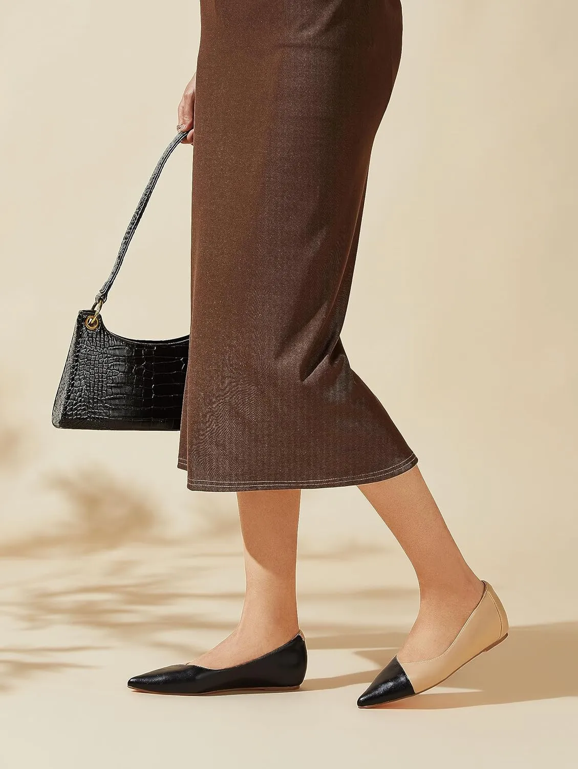Arromic Flats Shoes for Women, Low Wedge Pointed Toe Women Flats with Arch Support, Heel Pad and Inner Heel, Comfortable Slip on Flats for Office Work Casual Dressy Wedding