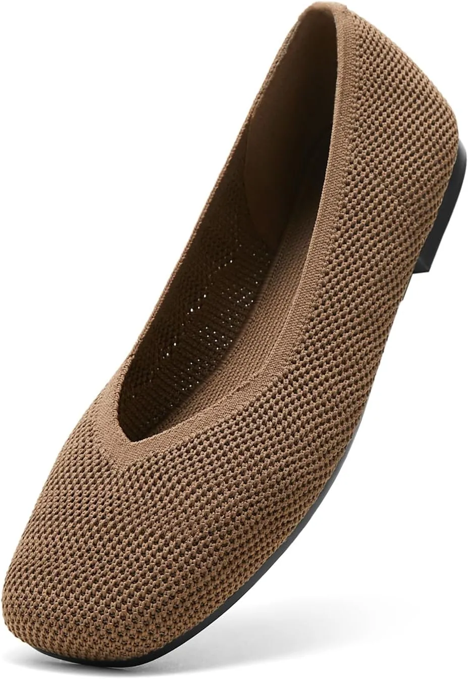 Arromic Wide Width Flats for Women Square Toe Ballet Flats Shoes Comfortable Slip On Knit Dressy Flats