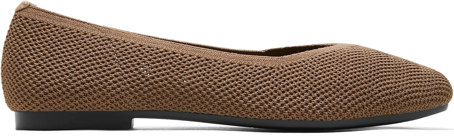 Arromic Wide Width Flats for Women Square Toe Ballet Flats Shoes Comfortable Slip On Knit Dressy Flats