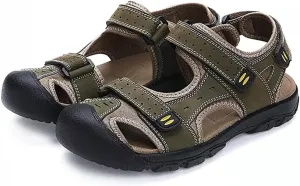 Asifn Men's Sports Hiking Sandals Adjustable Casual Athletic Fisherman Beach Leather Closed Toe Anti Collision Summer