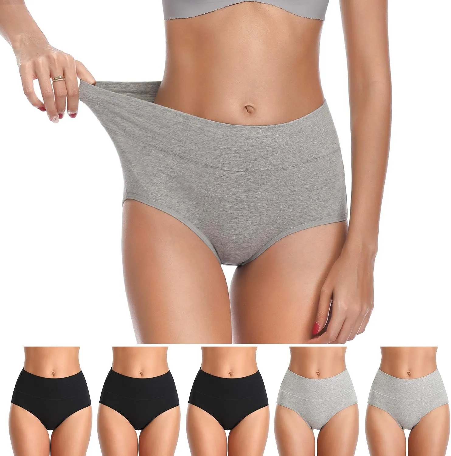 ASIMOON Womens Cotton Underwear Breathable Stretch Postpartum Panties Full Coverage Ladies Briefs Multipack
