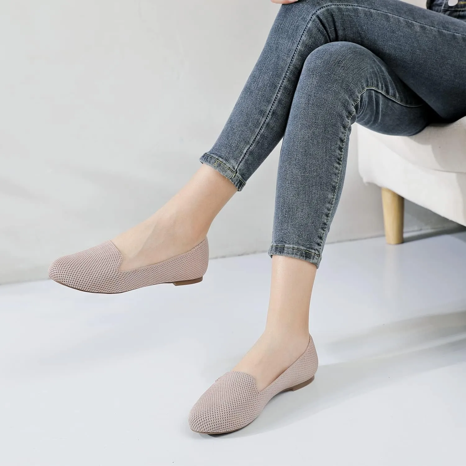 Ataiwee Women's Flat Shoes - Breathable Knitted Fashion Dress Comfortable Ballet Flats.