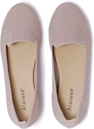 Ataiwee Women's Flat Shoes - Breathable Knitted Fashion Dress Comfortable Ballet Flats.