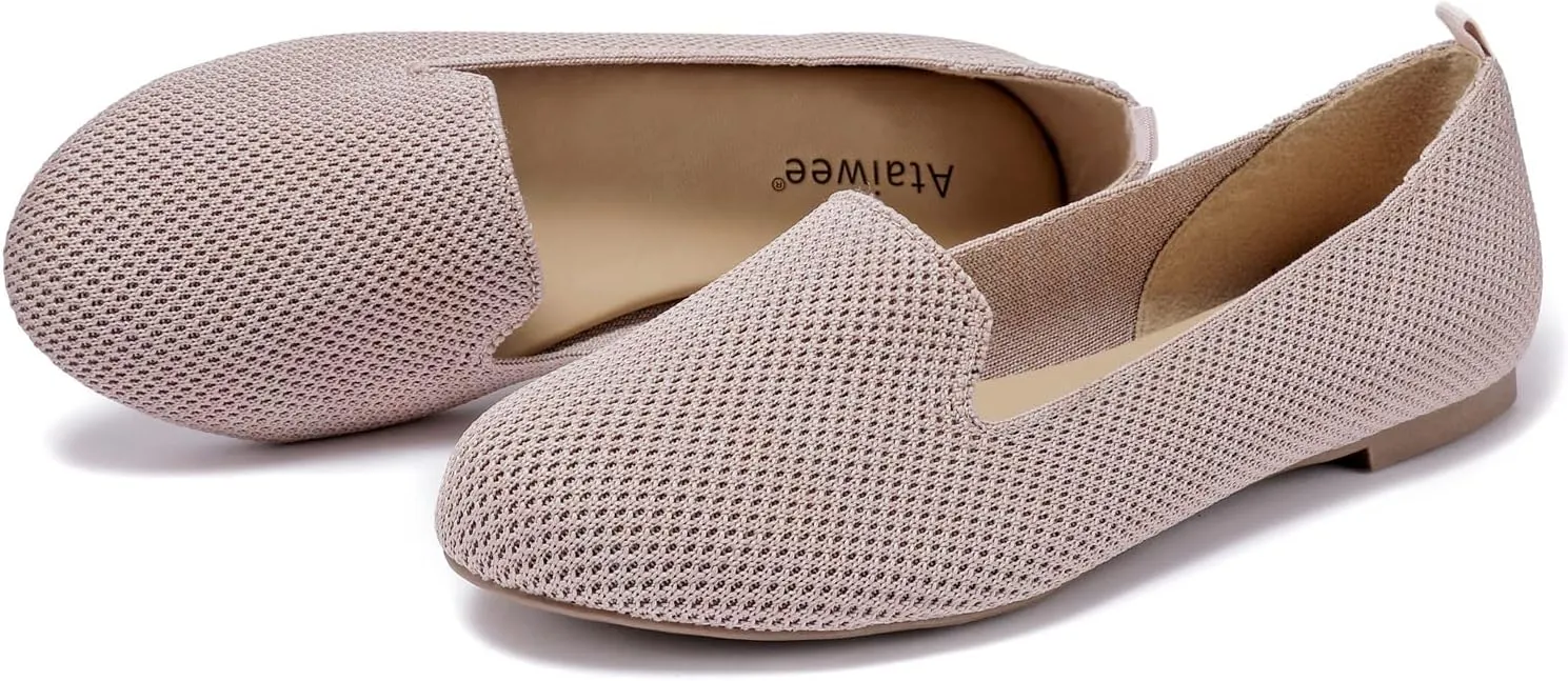 Ataiwee Women's Flat Shoes - Breathable Knitted Fashion Dress Comfortable Ballet Flats.
