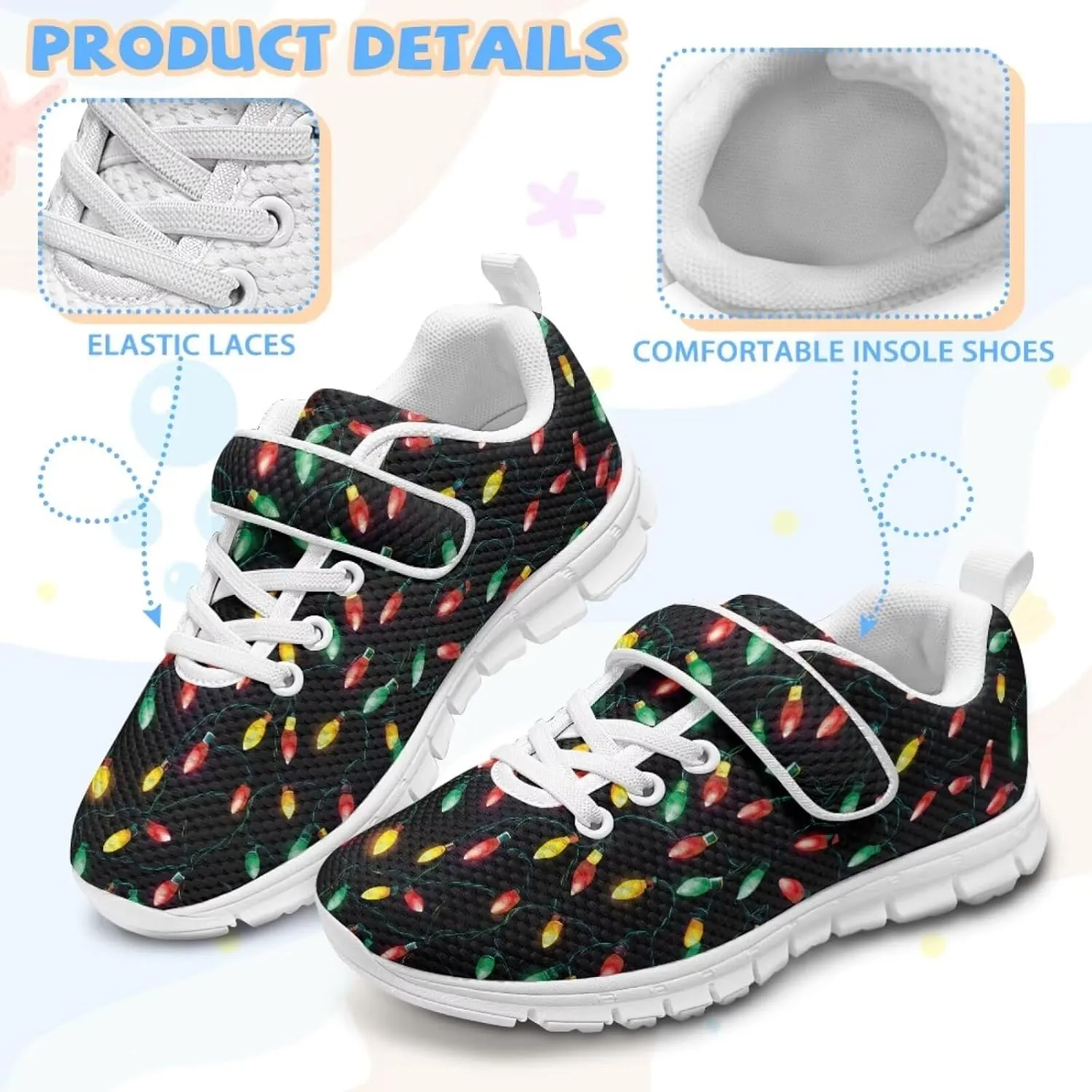 Athletic Sneaker for Boys Girls Casual Hiking Shoes Non Slip Tennis Fitness Walking Strap Sneakers
