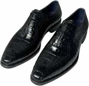 Authentic Crocodile Skin Square-Toe Design Businessmen Dress Shoes Genuine Alligator Leather Handmade Male Lace-up Oxford Shoes, Black