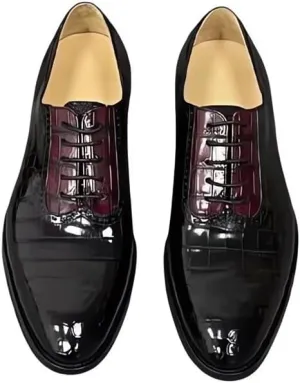 Authentic Real Crocodile Skin Black Red Mixed Color Men Oxford Shoes Genuine Alligator Leather Male Lace-up Wedding Dress Shoes