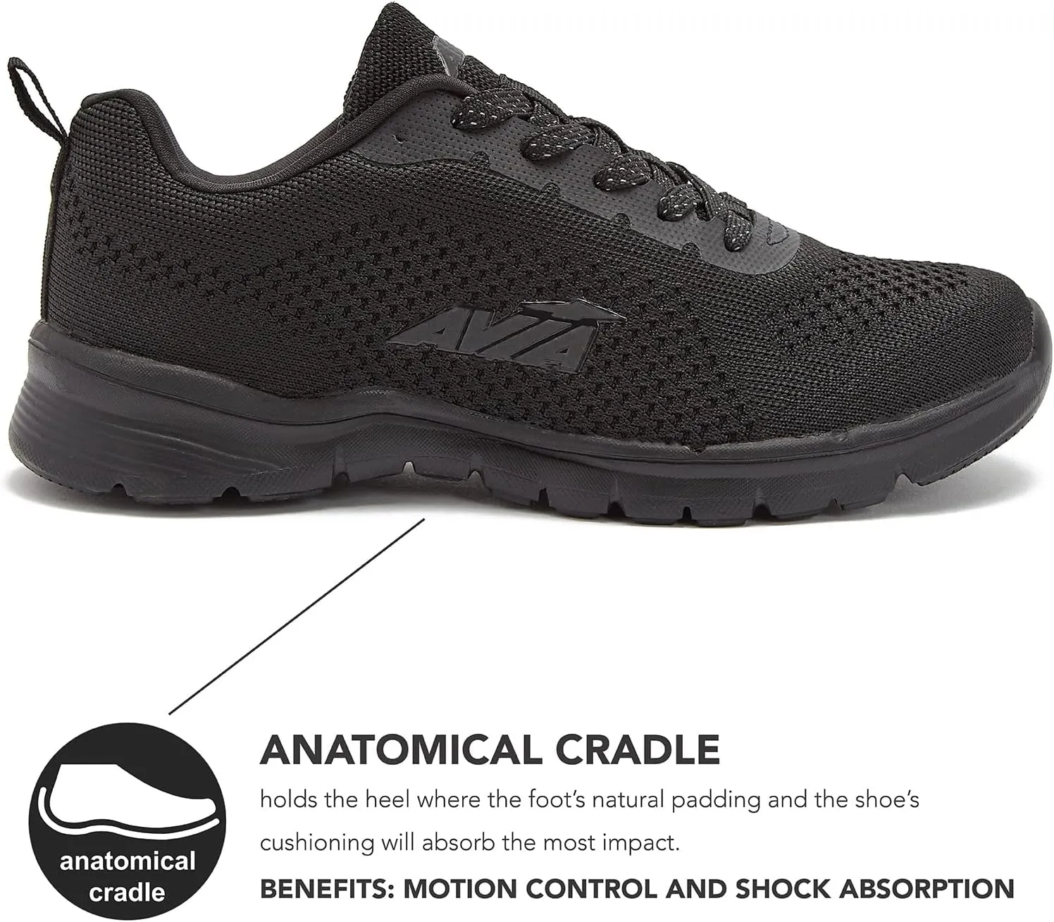 Avia Dive Lightweight Running Sneakers for Women with Memory Foam - Black, Red, & Blue