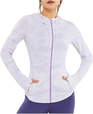 AYGJKIE Women Sun Protection Clothing Uv Protection Running Breathable SPF Jacket Slim Pressure Sun Block (Color : Purple White, Size : Small)