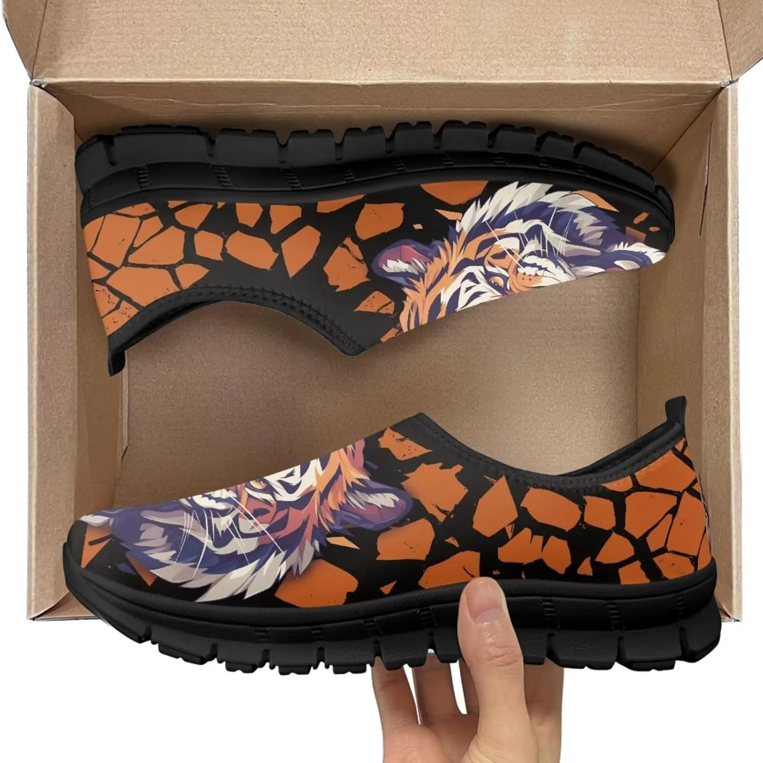 Aztec Walking Shoes for Women Casual Slip On Non Skid Flat Sneakers Fashion Breathable Tennis Work Footwear