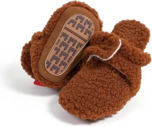 Babelvit Newborn Baby Boy Girl Soft Fleece Booties Stay On Infant Slippers Socks Shoe Non Skid Gripper Toddler First Walkers Winter Ankle Crib Shoes