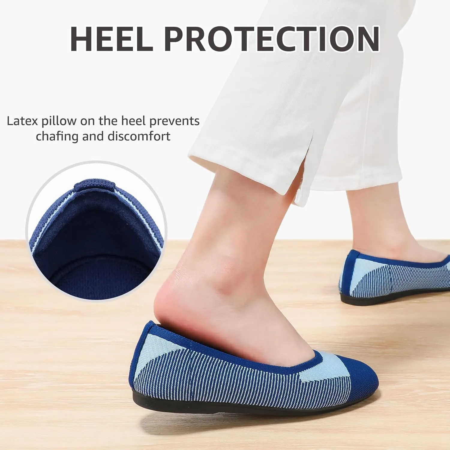 Bacia Square Toe Women's Flats Comfortable Flat Shoes for Office Work Washable