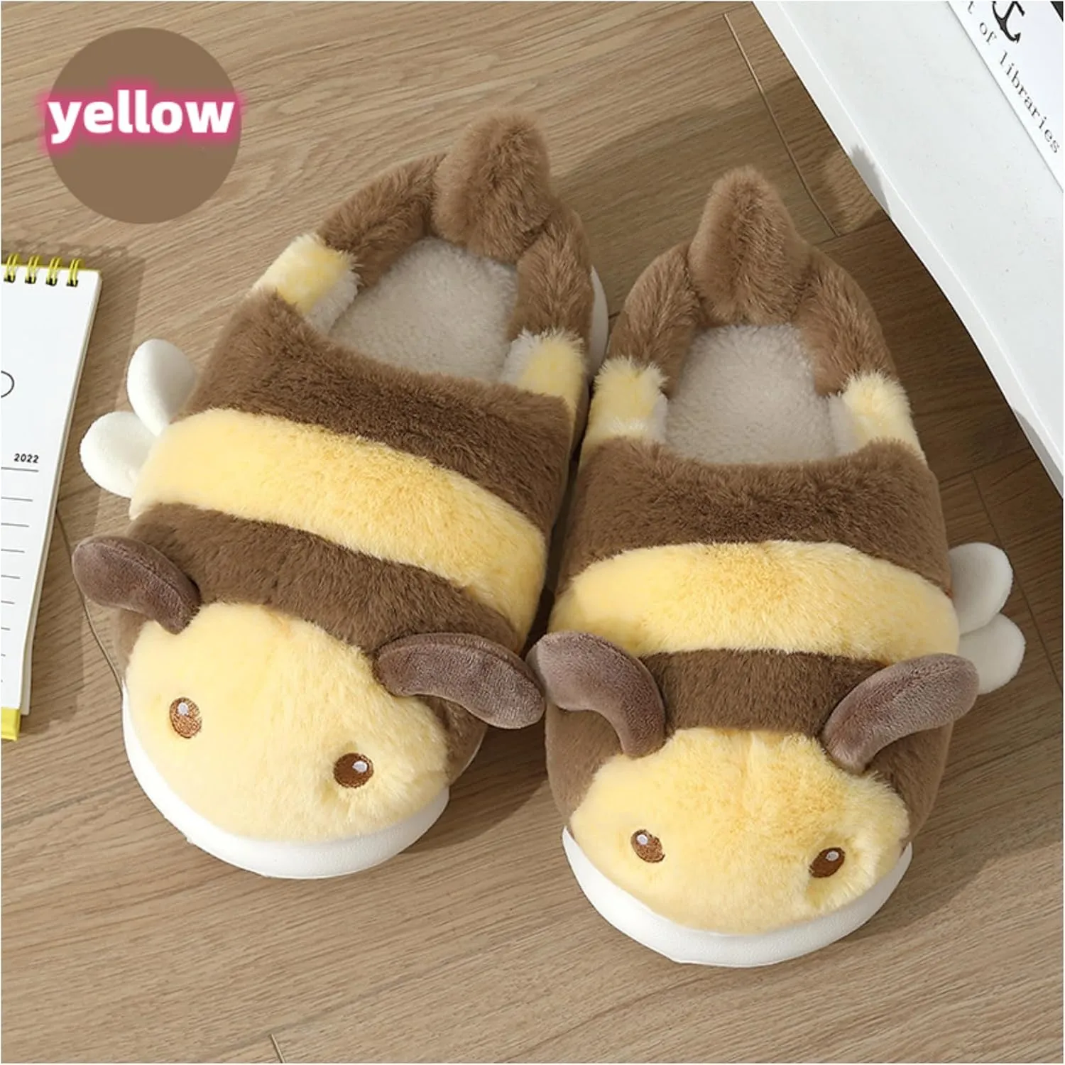 Baiyuruodie Women's and Men's Cute Bee Animal Slippers - Warm, Non-Slip - Birthday and Holiday Gifts