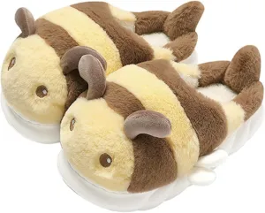 Baiyuruodie Women's and Men's Cute Bee Animal Slippers - Warm, Non-Slip - Birthday and Holiday Gifts